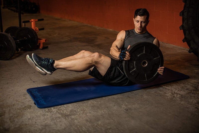 Harbinger Ribbed Durafoam Exercise Mat 5/8-Inch, Blue - Image 2